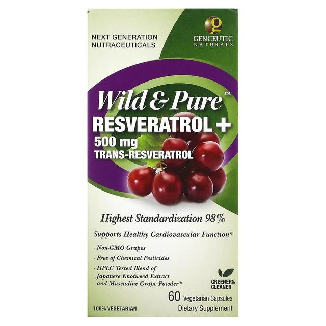 Genceutic Naturals, Wild & Pure Resveratrol+, 500 mg, 60 Vegetarian Capsules on Productcaster.