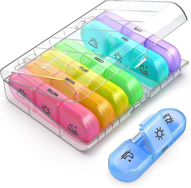 Weekly Pill Box Organiser 3-times-a-day, Portable 7 Day Tablet Boxes With Large Separate Compartments To Hold Medication, Vitamins, Fish Oil And Suppl on Productcaster.