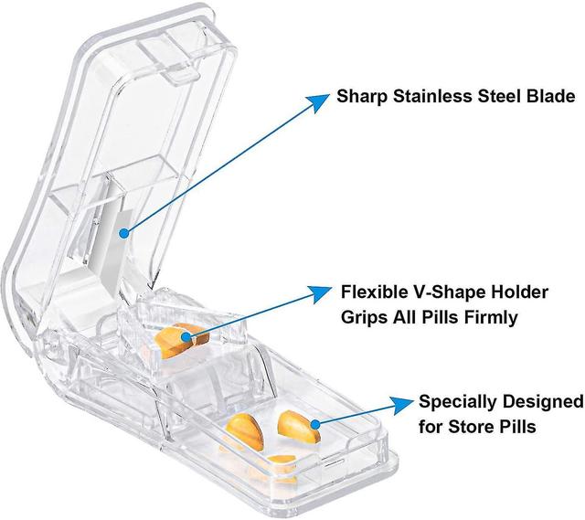 2pcs Pill Cutter, Professional Pill Splitter For Cutting Small Pills Or Large Pills In Halftransparent on Productcaster.