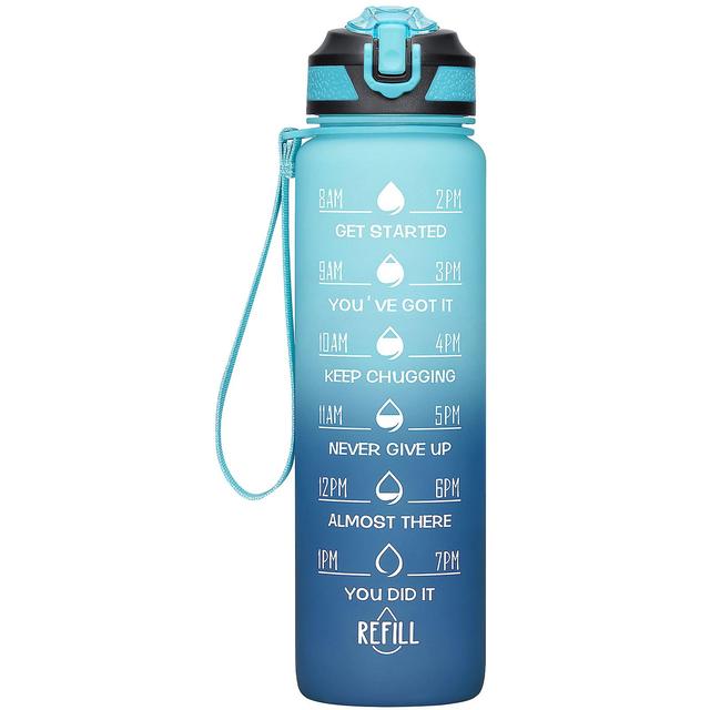 32/24 Oz Water Bottles With Straw & Time Marker, Bpa Free Tritan, Leakproof Water Jug For Fitness Navy blue on Productcaster.