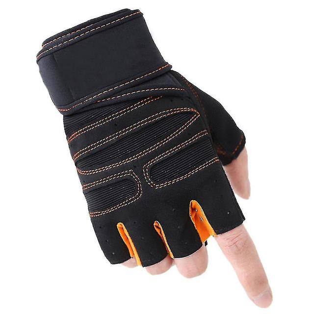 Szmtcv Barbell Weightlifting Gloves Increased Resistance Shock Absorption Sports Gloves Thin Soft Breathable Gloves Orange Black XL on Productcaster.