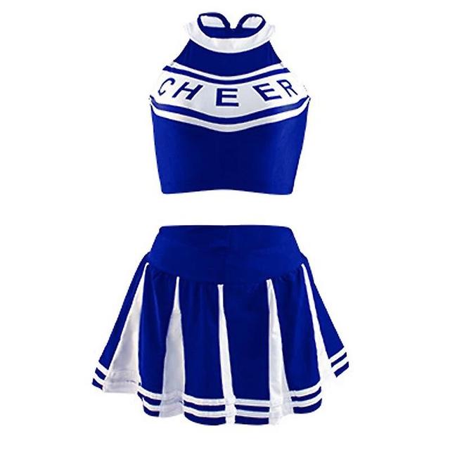 Aionyaaa Costume Classique De Pom-pom Girl Du Lyce, Uniforme De Sport Pour Tudiants, Cosplay Athltique, Robe Fantaisie De Fte De Carnaval Blue S on Productcaster.