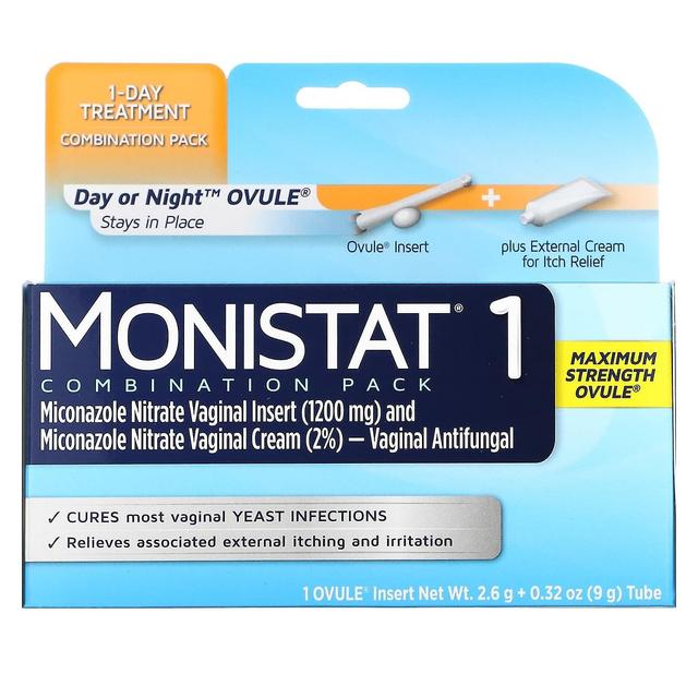 Monistat, 1-Day Treatment Combination Pack, Day or Night Ovule, Maximum Strength, 1 Ovule Insert, 2. on Productcaster.