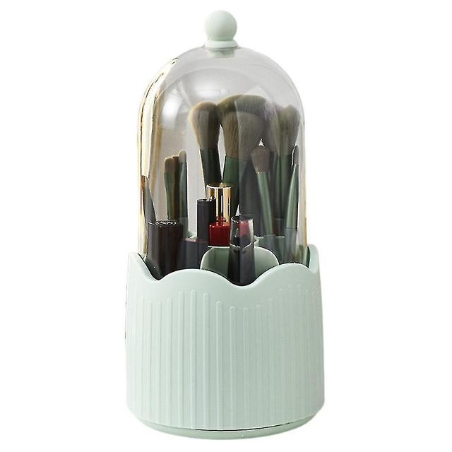 Szmtcv Makeup Brush Holder 360 Rotating Desktop Pen Holder Large Capacity Eyeshadow Brush Storage Box Green With Cover on Productcaster.