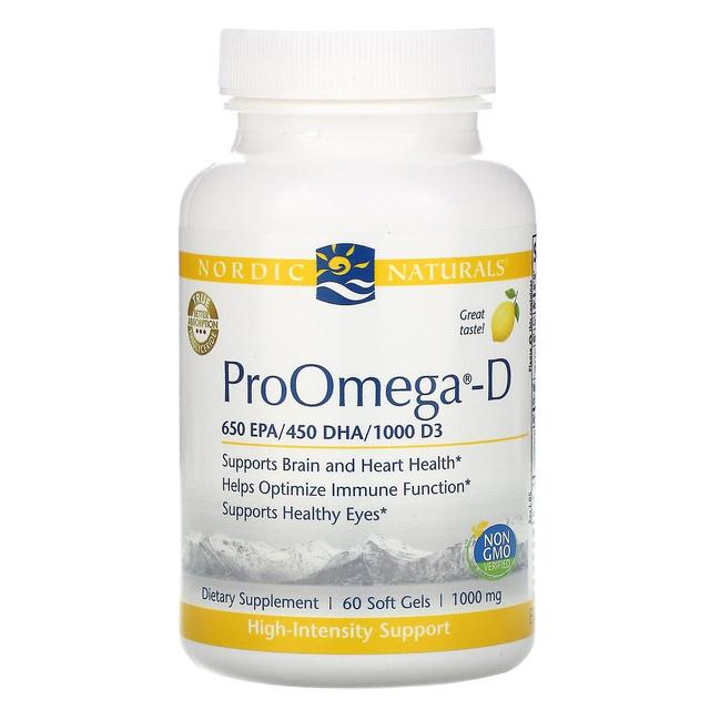 Nordic Naturals, ProOmega-D, Lemon, 1,000 mg, 60 Soft Gels on Productcaster.