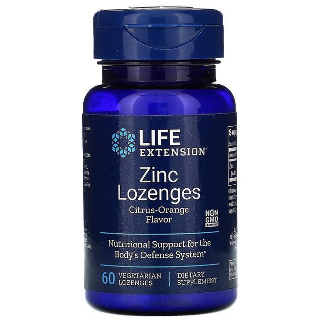 Life Extension Przedłużenie życia, pastylki cynkowe, smak cytrusowo-pomarańczowy, 60 wegetariańskich pastysek do ssania on Productcaster.