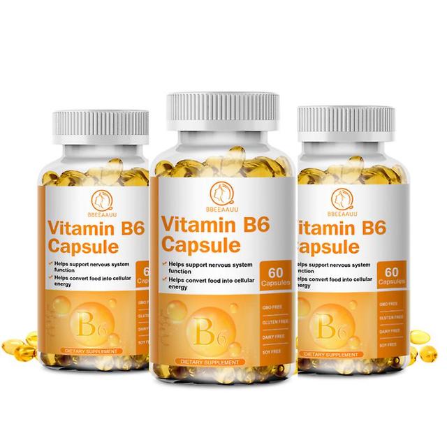 Visgaler Vitamin B6 Capsules For Brain And Heart Health Support Cardiovascular & Nervous System Health Health & Beauty 3bottle x60pcs on Productcaster.