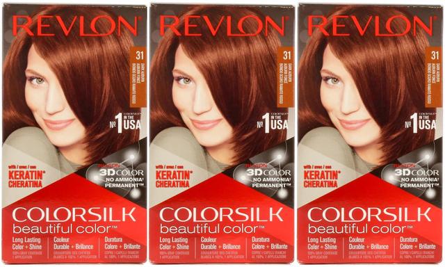 3 x Revlon Colorsilk Permanent Hair Colour - 31 Dark Auburn on Productcaster.