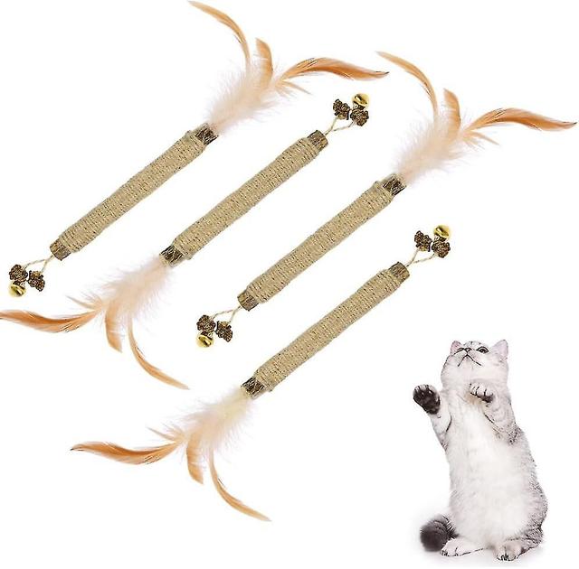 Btons d'herbe Chat, 4 pices Btons Mcher pour Chats, Jouet Cataire pour Chat, Pour que les chats jouent, mordent, mchent, Aident avec Le Tartre e on Productcaster.