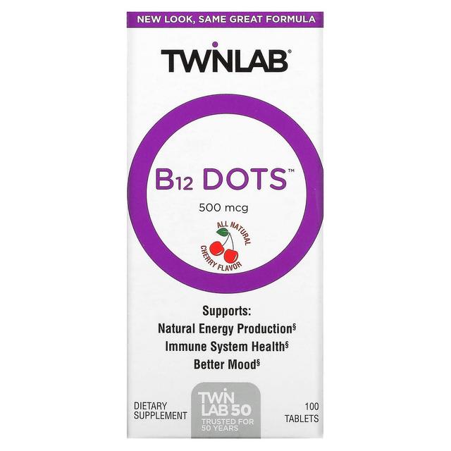 Twinlab, B12 Dots, Cereja, 500 mcg, 100 Comprimidos on Productcaster.