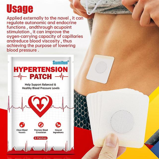 unbrand 6pcs Chinese Herbal Hypertension Patch Blood Pressure Reduce Plaster ONE SIZE on Productcaster.