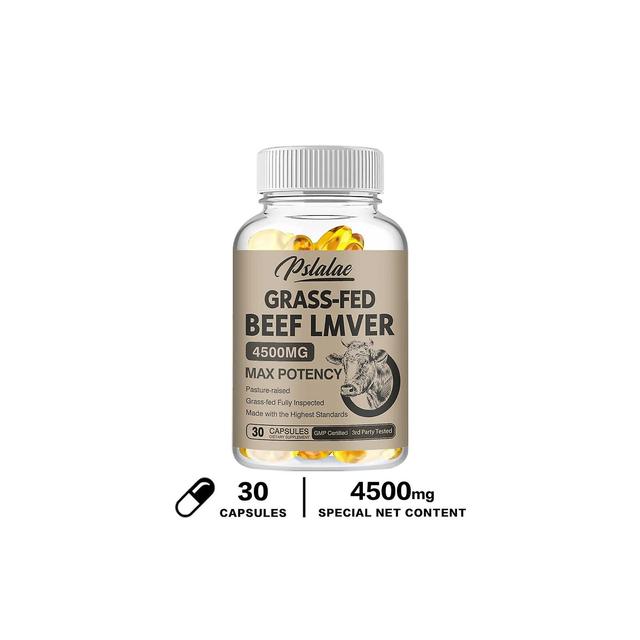 Eccpp Gräsmatade torkade nötköttsleverkapslar Naturligt järn, vitamin A, B12 - Nya Zeeland Odlad resistent, inga hormoner eller kemikalier 30 Capsules on Productcaster.