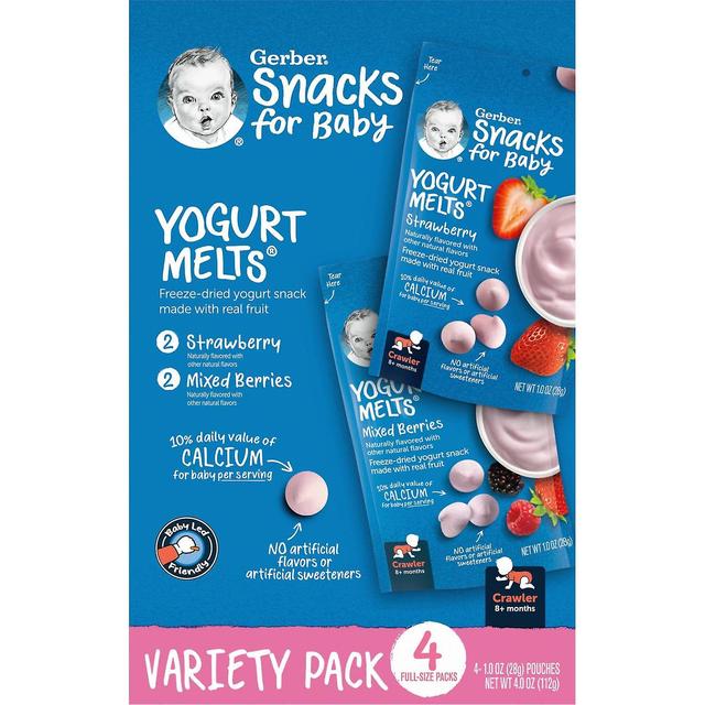 Gerber, Snacks voor baby, Yoghurt smelt, 8 + maanden, aardbei en gemengde bessen, 4 stuks, 1 oz (28 g) Ea on Productcaster.