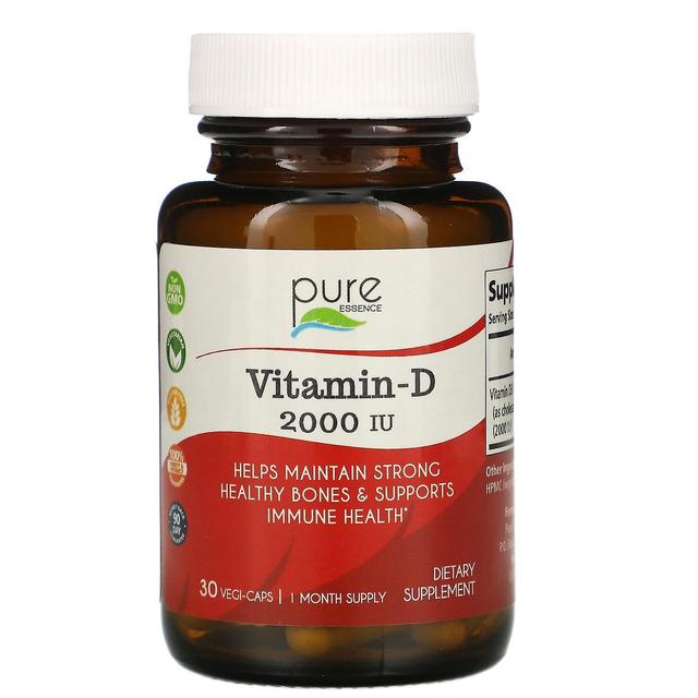 Pure Essence, Vitamin-D, 2,000 IU, 30 Vegi-Caps on Productcaster.