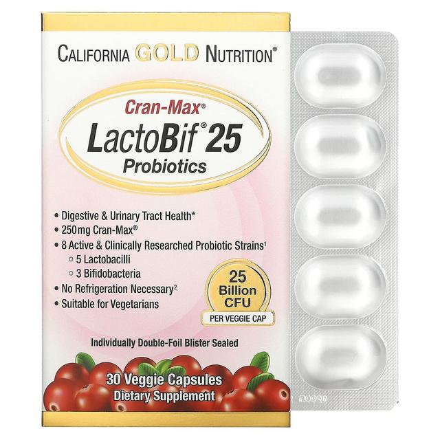 California Gold Nutrition, Lactobif 25 milliarder + Cranmax, 30 veggie kapsler on Productcaster.