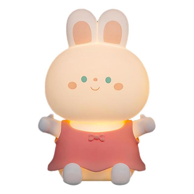 Soft Light Night Light Silicone 7 Color Changes Little Bunny Lamp Children Cartoon Birthday Gift Pink on Productcaster.