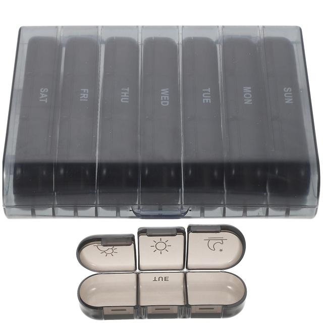 Toyvian Weekly Pills Box Portable Pills Dispenser 21-compartments Pills Box Household Pills Case Black 15.6X12CM on Productcaster.