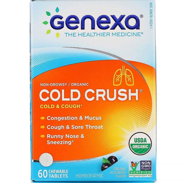 Genexa, Cold Crush, Cold & Cough, Organic Acai Berry Flavor, 60 Chewable Tablets on Productcaster.