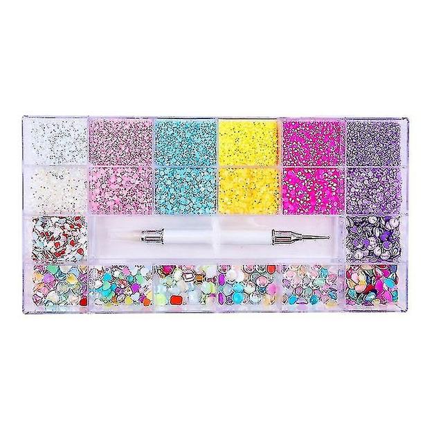 Sajygv Sajy Resin Rhinestones Clay Flakes Set Ab Rainbow With Drill Pen Nails A(wanan) on Productcaster.