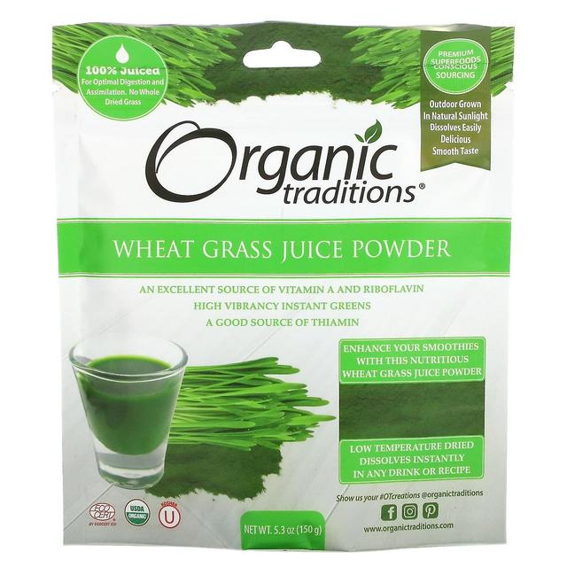 Organic Traditions Tradições Orgânicas, Suco de Grama de Trigo em Pó, 5,3 oz (150 g) on Productcaster.