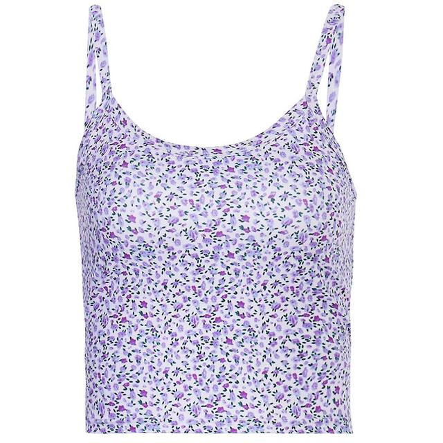 Women's Violets Print Sleeveless Crop Top - Cute Summer Fashion, Streetwear Outfit With Strappy Design And Sling Vest Cami (purple) on Productcaster.