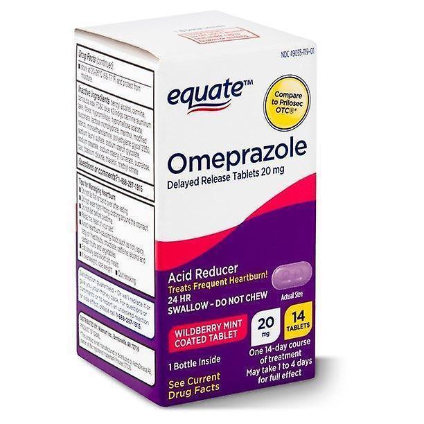 Equate oneskorené uvoľnenie wildberry mätové omeprazol tablety 20 mg, 14 počíta on Productcaster.