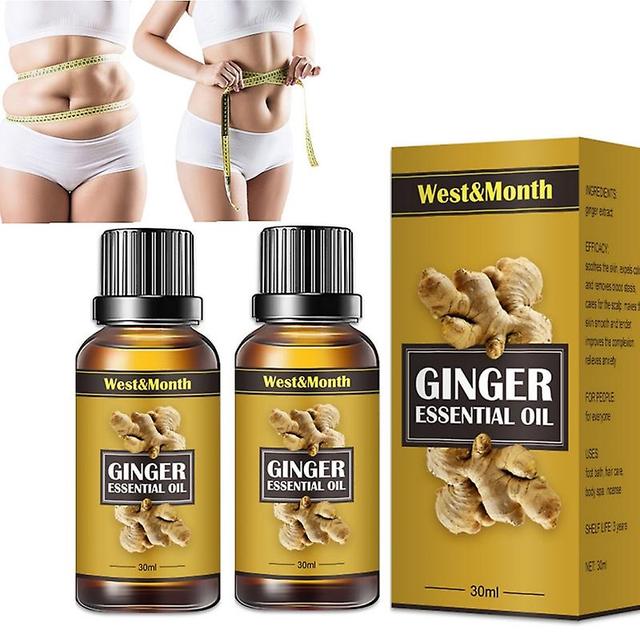 2pcs Lymph Detoxification Ginger Oil,belly Drainage Ginger Oil,,lymphatic Drainage Ginger Oil,essential Relax Body Massage Liquid 30ml on Productcaster.