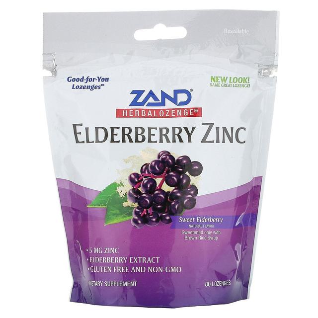 Zand, Herbalozenge, Elderberry Zinc, Sweet Elderberry, 80 Pastillas on Productcaster.