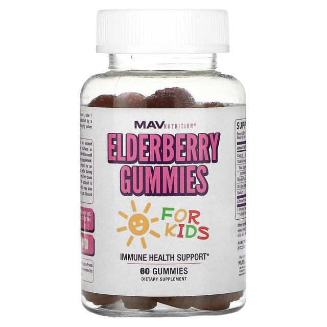 MAV Nutrition, Elderberry Gummies, For Kids, Raspberry, 60 Gummies on Productcaster.