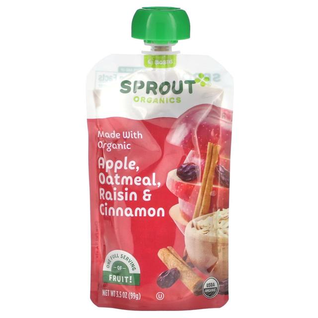 Sprout Organics, Baby Food, 6 Months & Up, Apple, Oatmeal, Raisin & Cinnamon, 3.5 oz (99 g) on Productcaster.