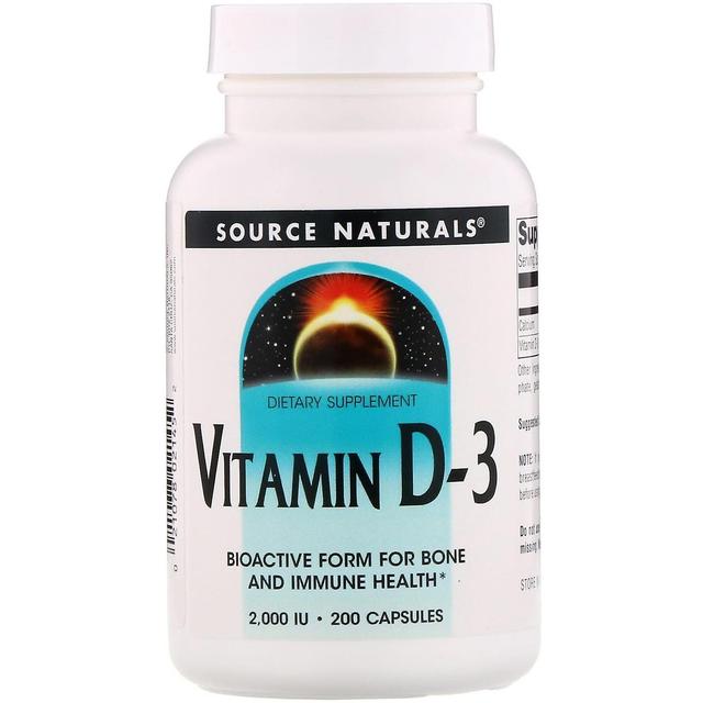 Source Naturals, Vitamin D-3, 2,000 IU, 200 Capsules on Productcaster.