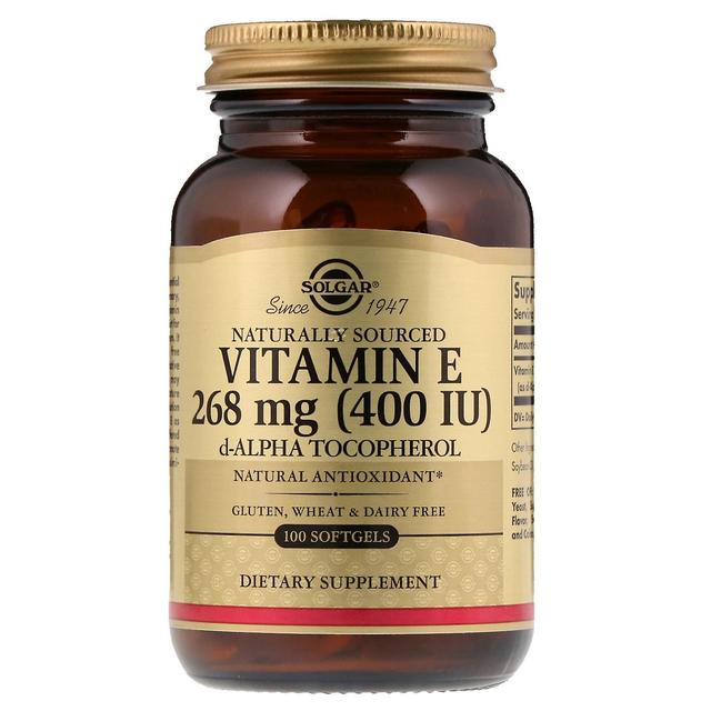 Solgar, Vitamina E, Naturalmente Di origine, 268 mg (400 IU), 100 Softgels on Productcaster.