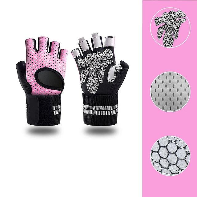 Une paire de gants de fitness roses L, gants d'haltrophilie, gants d'entranement, protection du poignet, gants de sport antidrapants, gym pour hom on Productcaster.