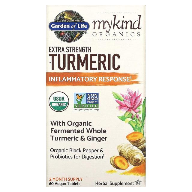 Garden of Life, MyKind Organics, Extra Strength Turmeric, Inflammatory Response, 60 Vegan Tablets on Productcaster.