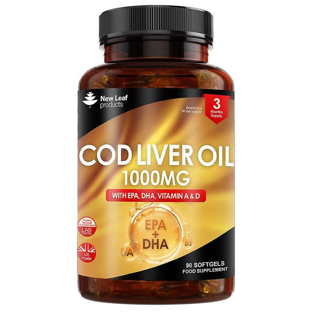 New Leaf Cod liver oil capsules 1000mg - 90 high strength softgels - rich in omega 3 epa dha fatty acids + vitamins a & d on Productcaster.