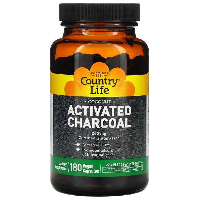 Country Life, Activated Charcoal, 260 mg, 180 Vegan Capsules on Productcaster.