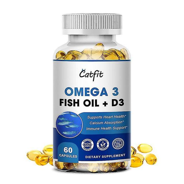 Guoguo Omega 3 visolie capsules rijk aan vitamine D Dha Epa vissen verbetert het geheugen hart hersenen bot ogen gezondheid gratis verzending 60 pcs on Productcaster.