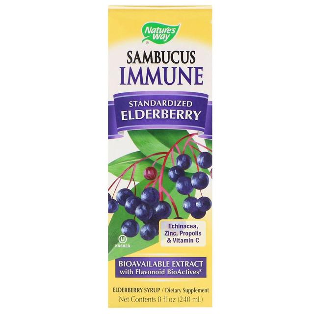 Nature's Way Naturens vej, Sambucus Immune, Elderberry, Standardiseret, 8 fl oz (240 ml) on Productcaster.