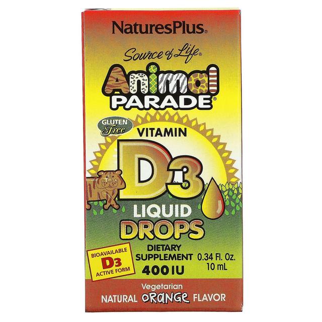 Nature's Plus NaturesPlus, Source of Life, Animal Parade, Vitamin D3 Liquid Drops, Natural Orange, 400 IU, 0.34 fl on Productcaster.