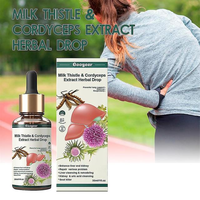 1-3pcs Milk Thistle & Cordyceps Liquid Drops, Liver Support For Liver And Kidney Cleanse Detox & Repair, Herbal Extract on Productcaster.