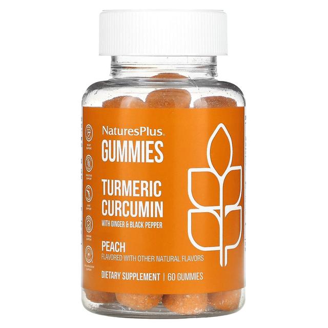 Nature's Plus NaturesPlus, Turmeric Curcumin With Ginger & Black Pepper, Peach, 60 Gummies on Productcaster.