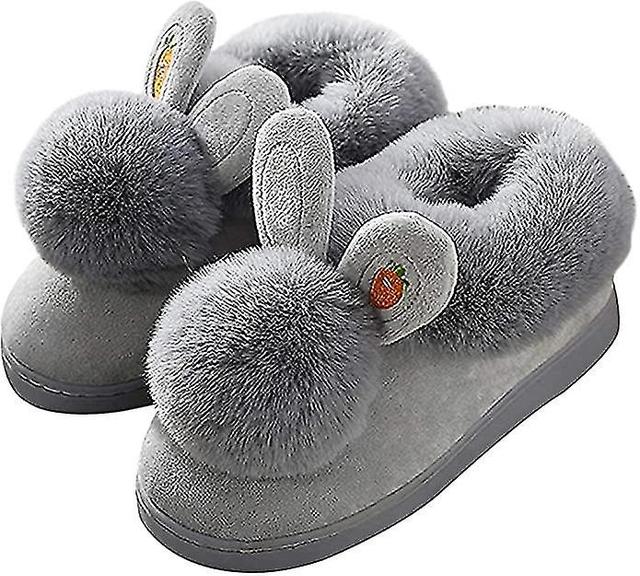 Girls Lovely Bunny Slippers Womens Memory Foam Slippers Cozy Plush Warm Indoor Home Shoes on Productcaster.