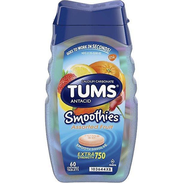 Tums smoothies tuggbara extra styrka antacida tabletter för halsbränna lättnad, olika frukt - 60 antal on Productcaster.