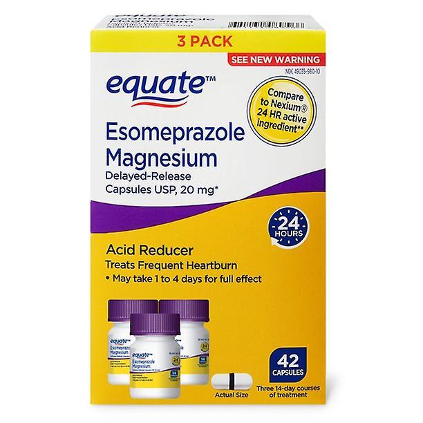 Equate acid reducer esomeprazol magnez o opóźnionym uwalnianiu, 20mg, 42 ct, (3 opakowania) on Productcaster.