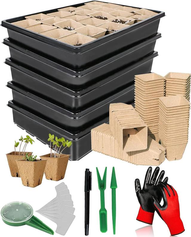 Kryc-seed Starter Tray, 100 Pack Biodegradable Pots For Seedlings, With 20 Pcs Plant Labels, Biodegradable Herb Seed Starter Pots Kits, Garden Germina on Productcaster.