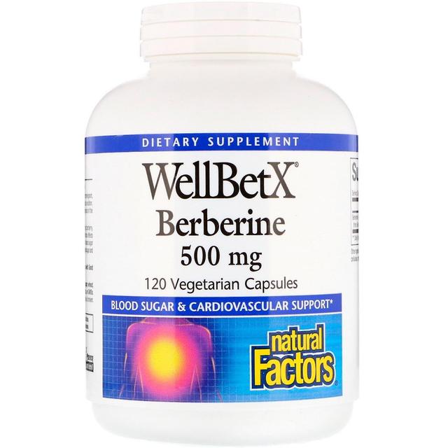 Natural Factors, WellBetX, Berberine, 500 mg, 120 Vegetarian Capsules on Productcaster.