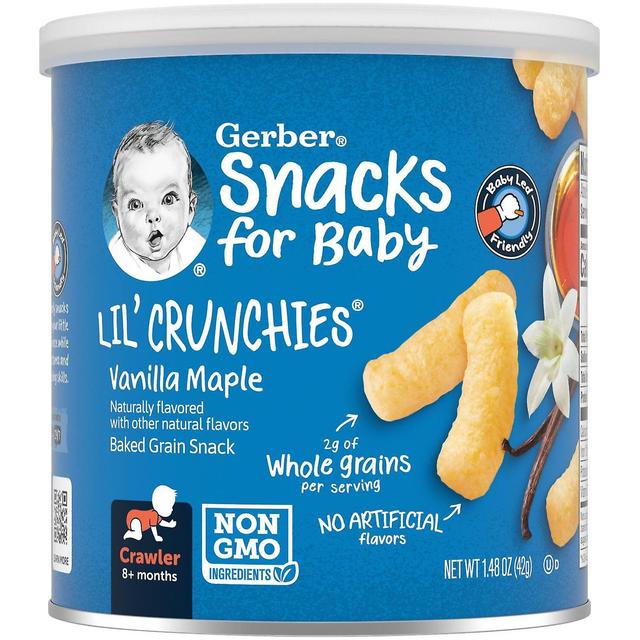 Gerber, snacks för baby, Lil 'Crunchies, Bakat korn mellanmål, 8+ månader, vaniljlönn, 1.48 oz (42 g) on Productcaster.