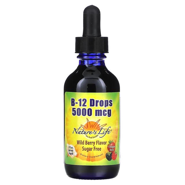 Nature's Life, B-12 Drops, Bez cukru, Wild Berry, 5,000 mcg, 2 fl oz (60 ml) on Productcaster.