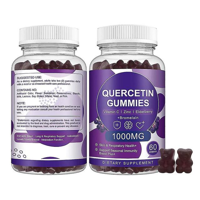 Quercetin Gummies, 1000 mg Quercetin med zink, C-vitamin, bromelain & hyldebær til børn Lunge immunforsvar supplement voksen, hjerte-kar-, A on Productcaster.