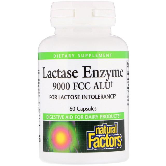 Natural Factors Fattori naturali, enzima lattasi, 9000 FCC ALU, 60 Capsule on Productcaster.